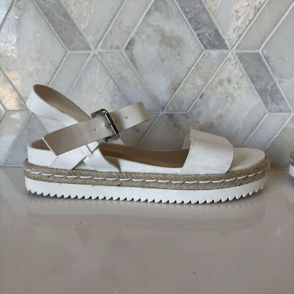 A New Day Size 9 Espadrilles Jute White Smooth Ankle Strap Buckle Padded Insole - Picture 5 of 11